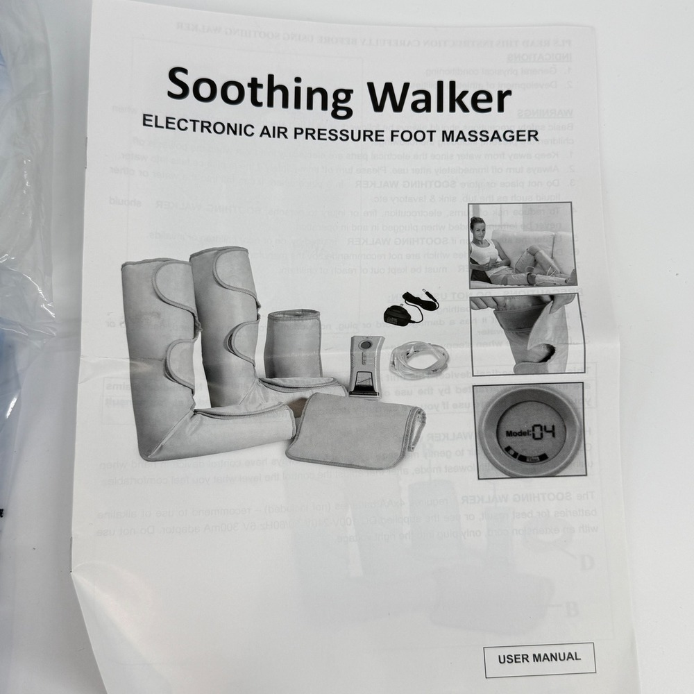 Soothing Walker Electronic Air Pressure Foot and Leg Massager Model 04 Gray NEW - Picture 4 of 15